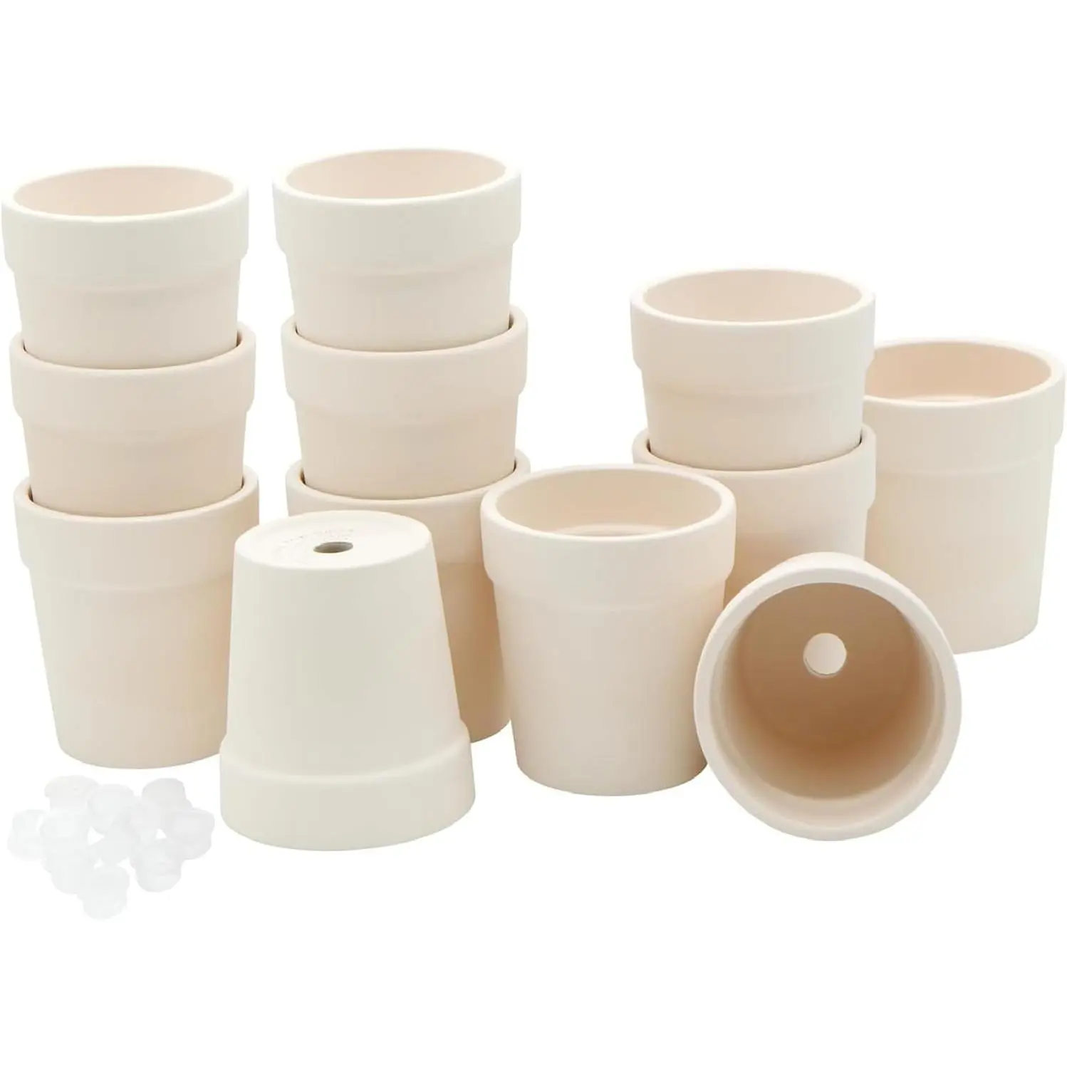 Ceramic Flower Pots with Drainage Holes, 3.14", Pack of 12, Small Clay Garden Planters for Succulents, Cactus, Plants, DIY Easter Spring Craft Activity