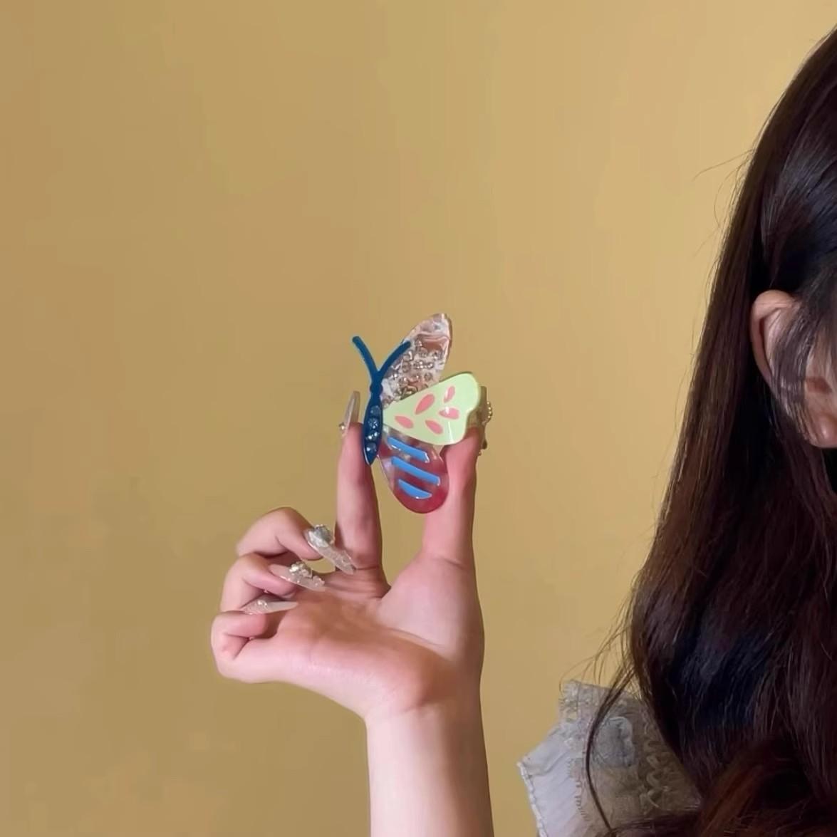 2 pcs New Butterfly Hair Clip Premium Acetate Updo Accessory |   Korean-Style Fashion Hair Clip for Women