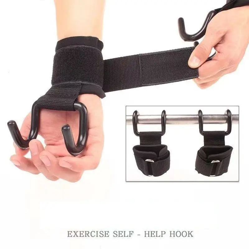 Pull-Up Assist Hook, Fitness Wrist Strap, Hand Grip Aid, Bar Hang Anti-Slip Steel Hook, Weightlifting Equipment, Men's Workout Gear
