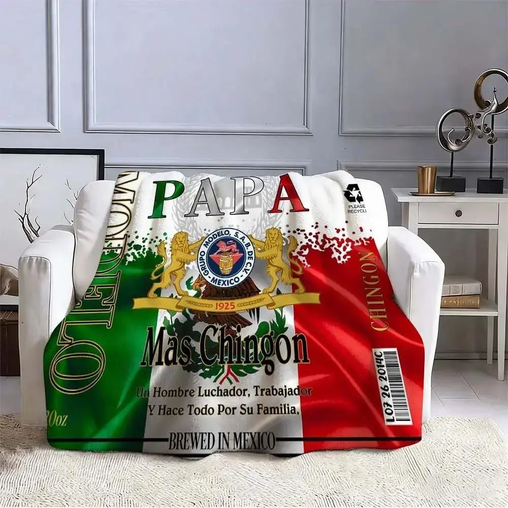 Mexican Heritage Colorful Papá Modelo Blanket - Festive Decorative Throw Cover, Warm Comfortable for Sofa Naps, Outdoor Camping, Ideal Father's Day Gift for Him