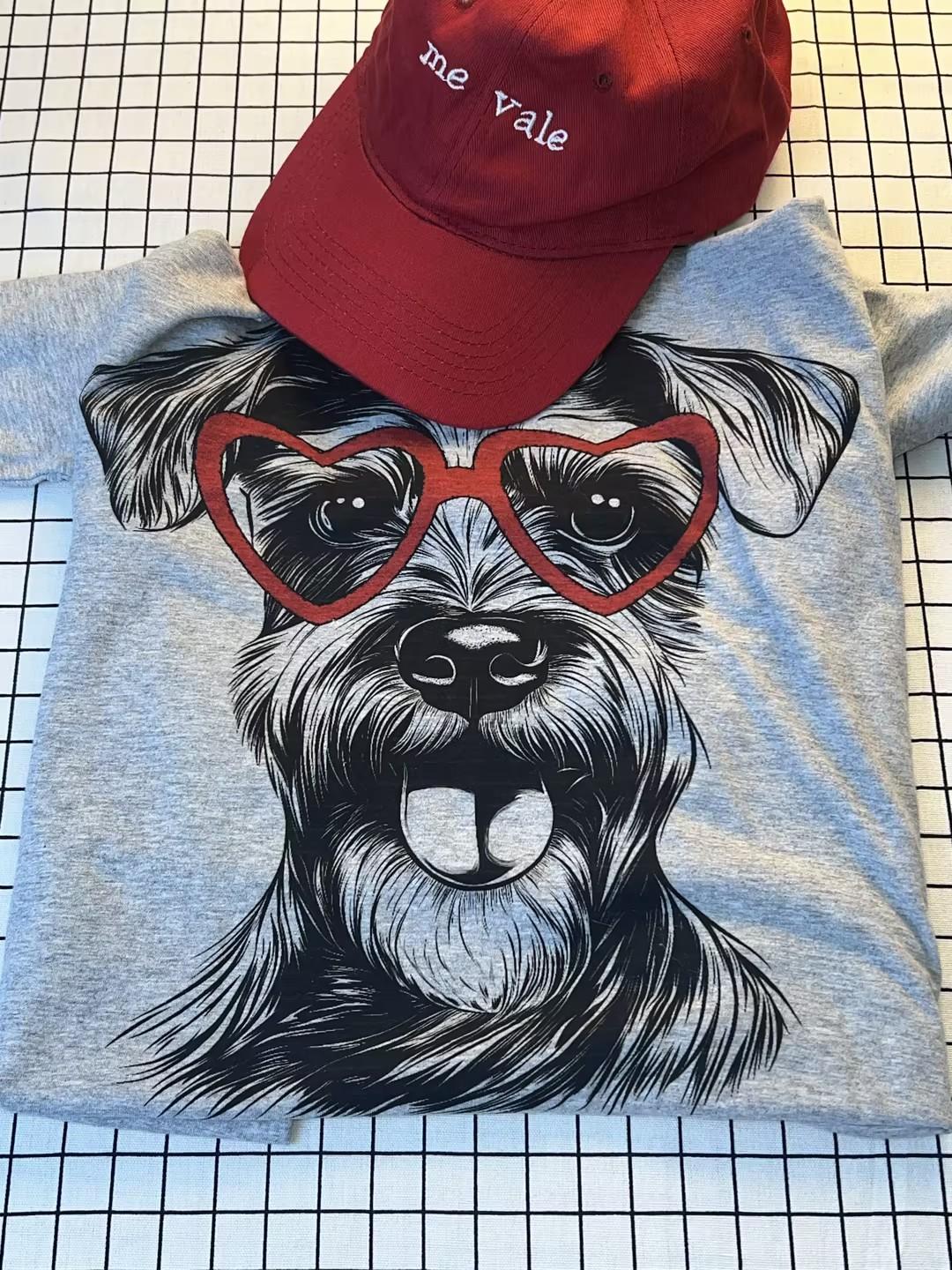 Dogs With Glasses Unisex Light Grey T-shirt S-5XL Comfortable Fittable Soft Cotton Tee for Pet Lovers Casual Summer Essential