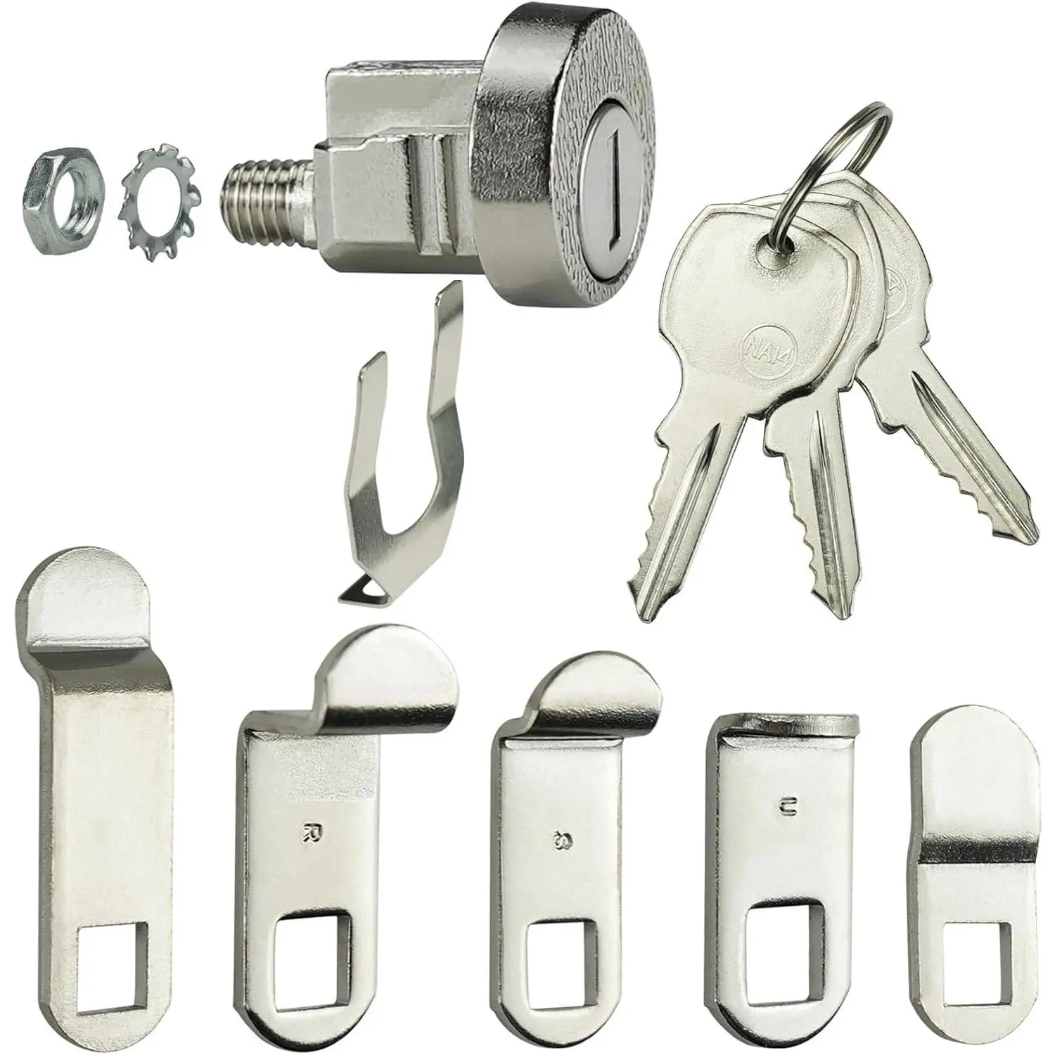 1-Pack Mailbox Lock and Key L-1172C C9100 Mailbox Key Lock with 3 Keys 5 Shaped Locking Plates Clockwise