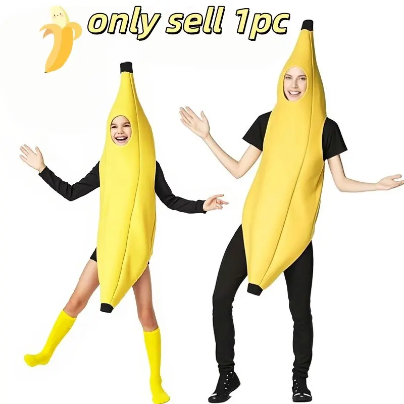 Halloween Funny Creative Costume, Playtime Attire, Banana, Stage Party Fruit Banana Dress, 1pc Unisex Halloween Clothing