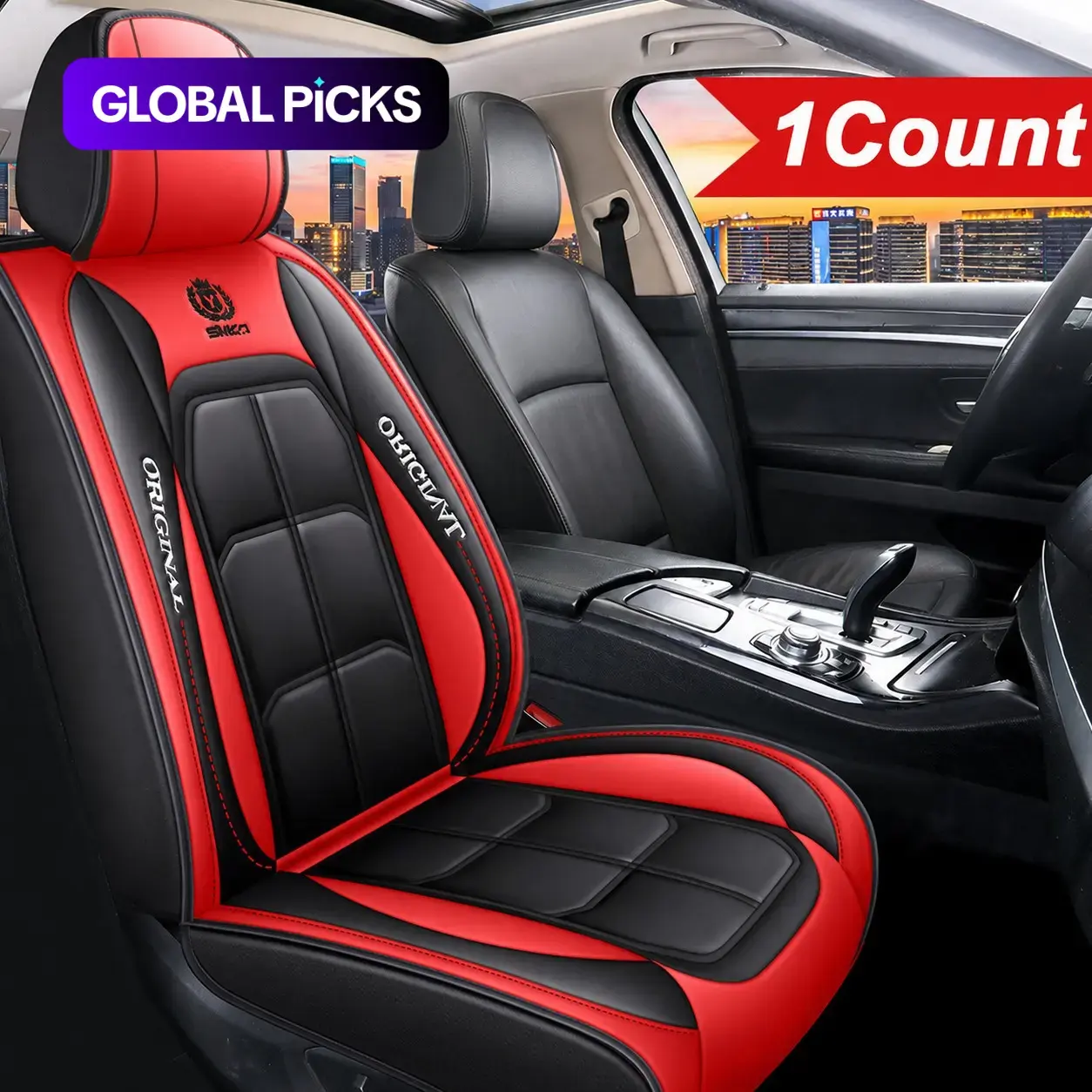 PU Leather Car Seat Covers Front Set, Automotive Seat Covers, Universal Fit for Sedans Suvs Trucks, No Filler, Luxury Vehicle Seat Protection, Easy to Install, 1 PC #GLOBAL PICKS