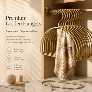 10-Pack Gold Scarf Hangers, Velvet Non-Slip Metal Scarf Organizer Smooth Edge for Belts, Ties, Accessories  Space-Saving Closet Storage