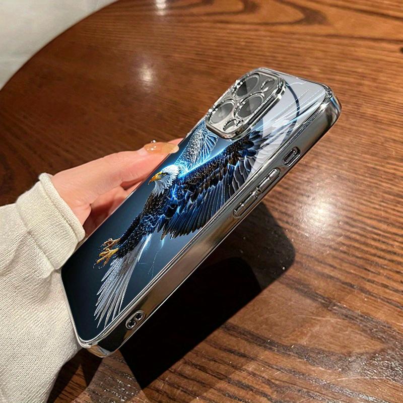 Lightning Eagle personalized pattern glass electroplated phone case with lens protection, suitable for iPhone 17 16 15 14 13 12 11 pro max
