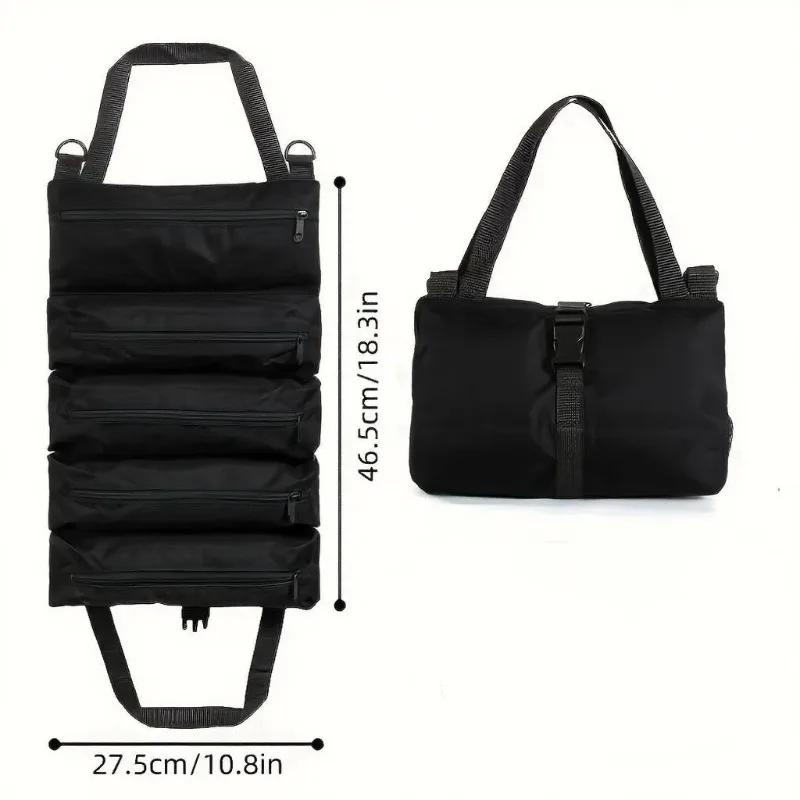Foldable Tool Storage Bag Multiple Compartments Design with Adjustable Shoulder Strap for Auto Repair Electrician Hardware Tools