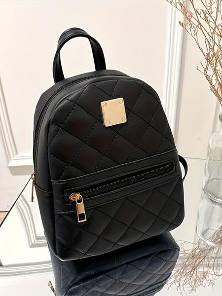 Cute Mini Diamond Stitched Fashion Durable Backpack, Large Capacity, Adjustable Straps, Buckle, Casual Shoulder Bag for Teens & Adults