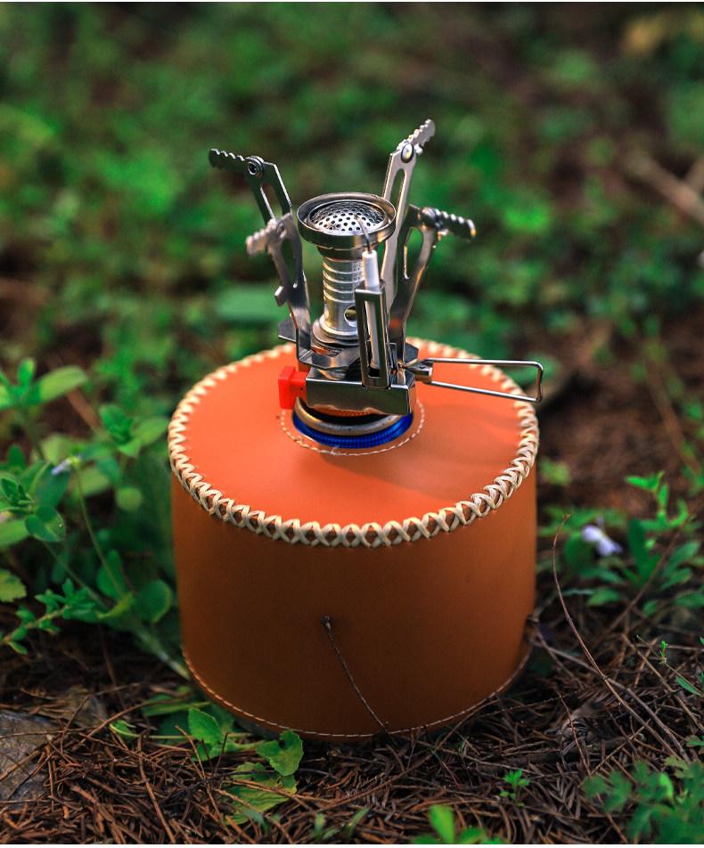 Portable Backpacking Stove Mini Camping Stove with Electronic Ignition All-in-One Outdoor Cooking Gear for Backpacking Travel Hiking Picnic Wild Camping