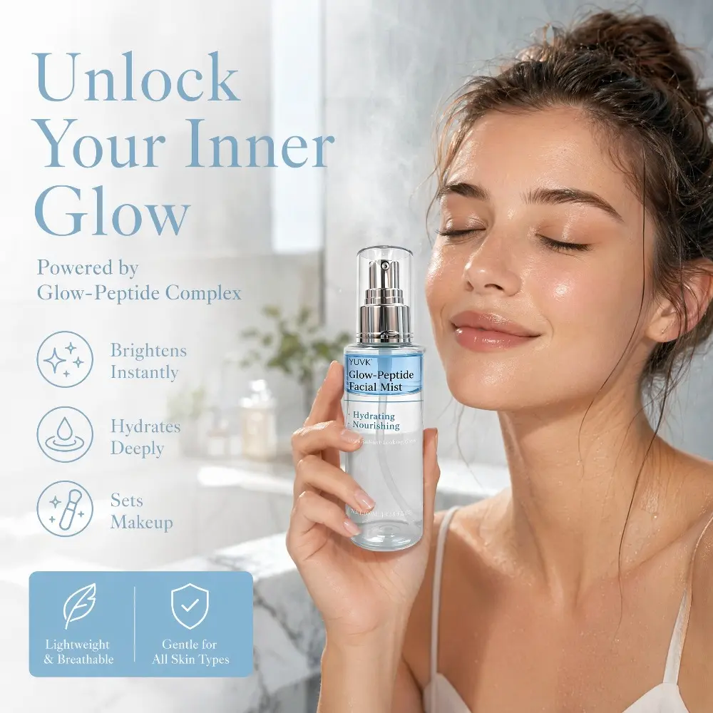 YUVK Collagen Peptide Facial Mist – Ultra-Fine Refreshing Spray for Instant Hydration and Smooth Makeup Base, Hydrating Lightweight Spray