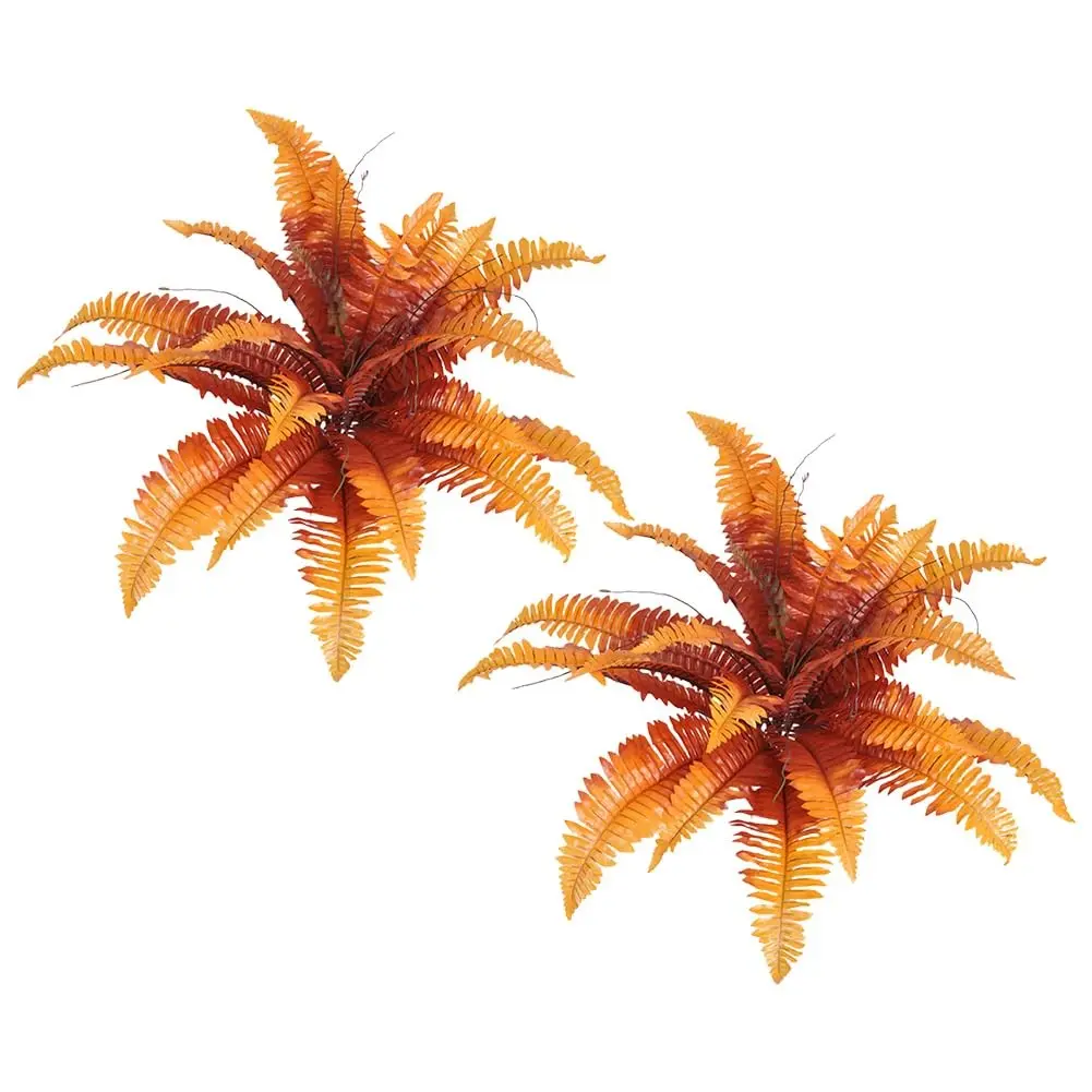 Artificial Fall Ferns Plants,4 Pack Leaves Orange Yellow Fake Ferns Bush for Fall Decor,Autumn Boston Fern for Indoor Outdoor Planters,Garden,Windowsill and Front Porch,Autumn Decor