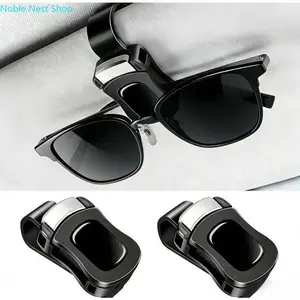 2 Pack Universal Car Sun Visor Sunglass Holder, Multi-Functional In-Car Eyewear Storage Clip, Space-Saving Easy Reach Vehicle Interior Accessory for Daily Driving Essentials