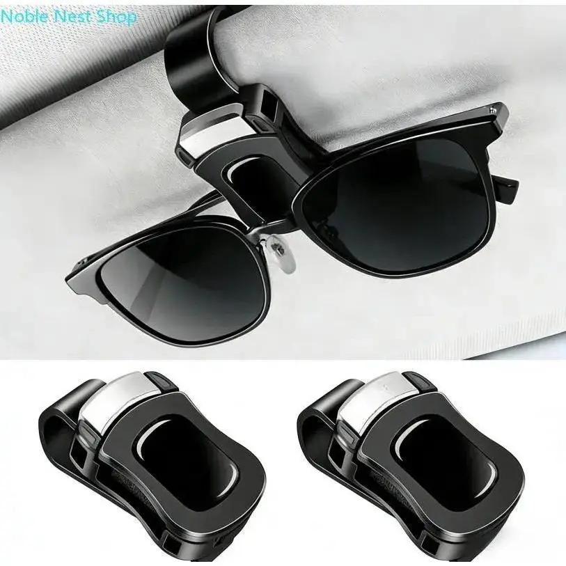 2 Pack Universal Car Sun Visor Sunglass Holder, Multi-Functional In-Car Eyewear Storage Clip, Space-Saving Easy Reach Vehicle Interior Accessory for Daily Driving Essentials