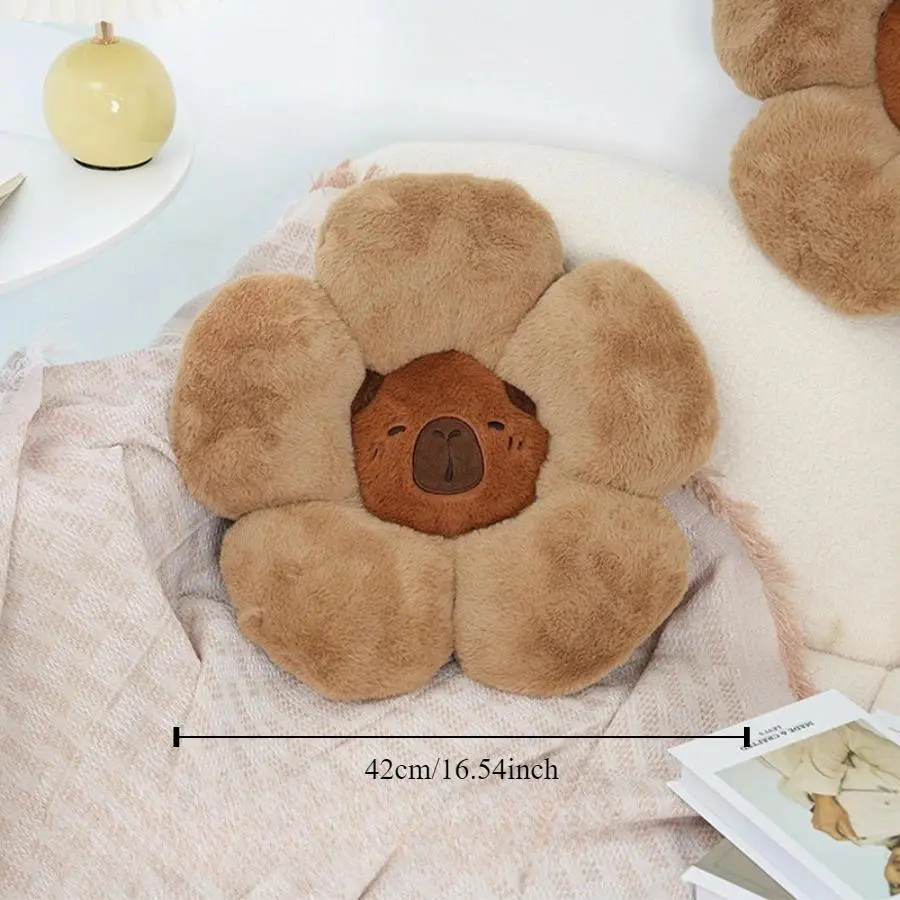 Cute Capybara Flower Cushion Plush Soft Comfort Office Throw Pillow Lumbar Support Classroom Chair Cushion  Car Seat Home Decor