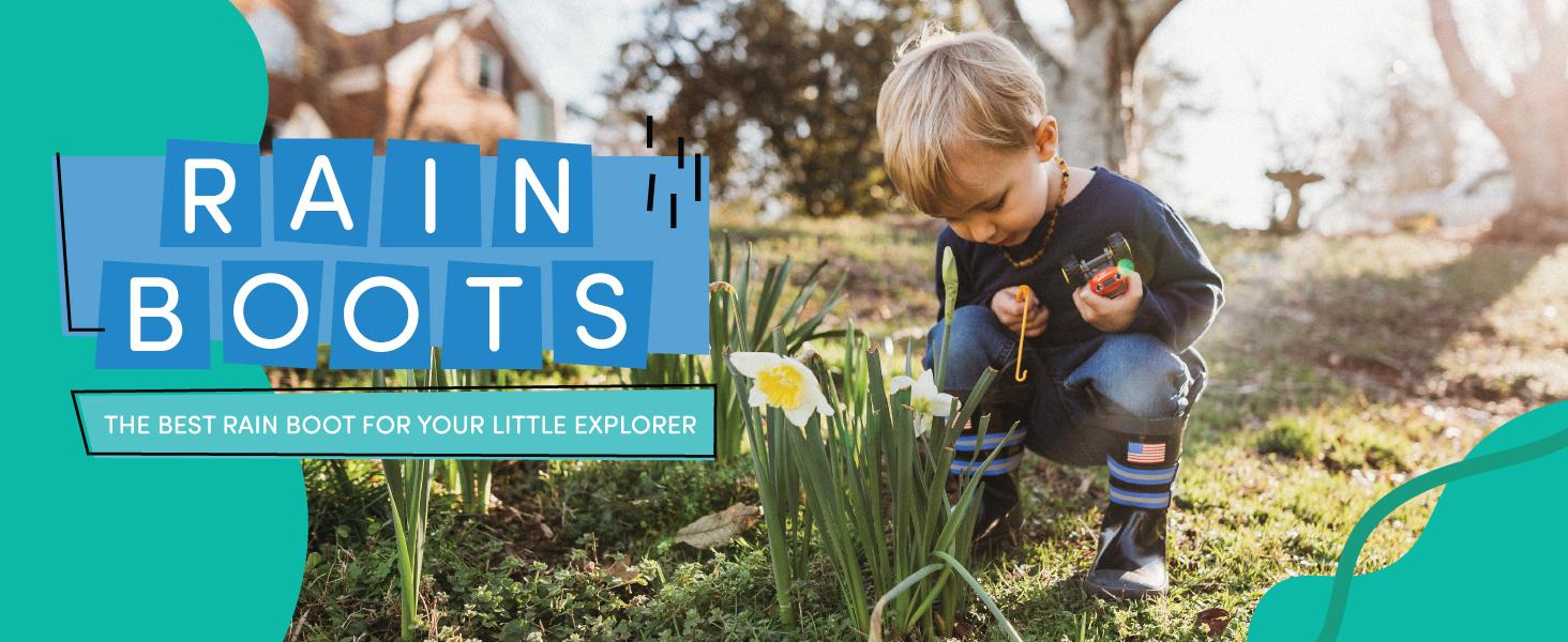 Lone Cone Kids Rain Boots for Girls & Boys – Waterproof Natural Rubber Toddler Rain Boots with Non-Slip Outsole & Easy Pull Handles – Solid, Pattern & Glitter Designs