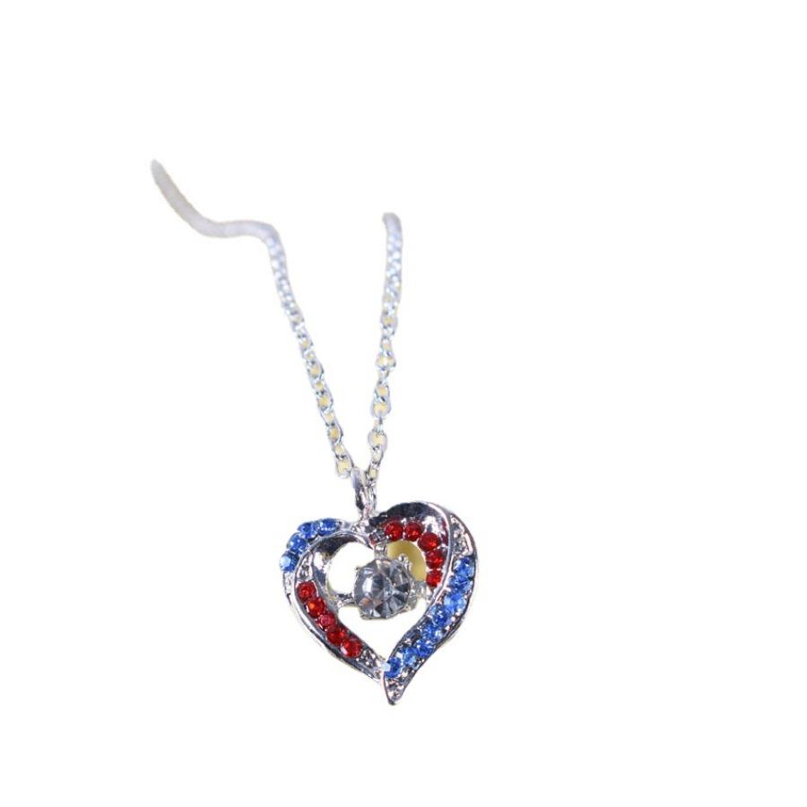 Independence Day Heart Diamond Pendant Fashion Necklace