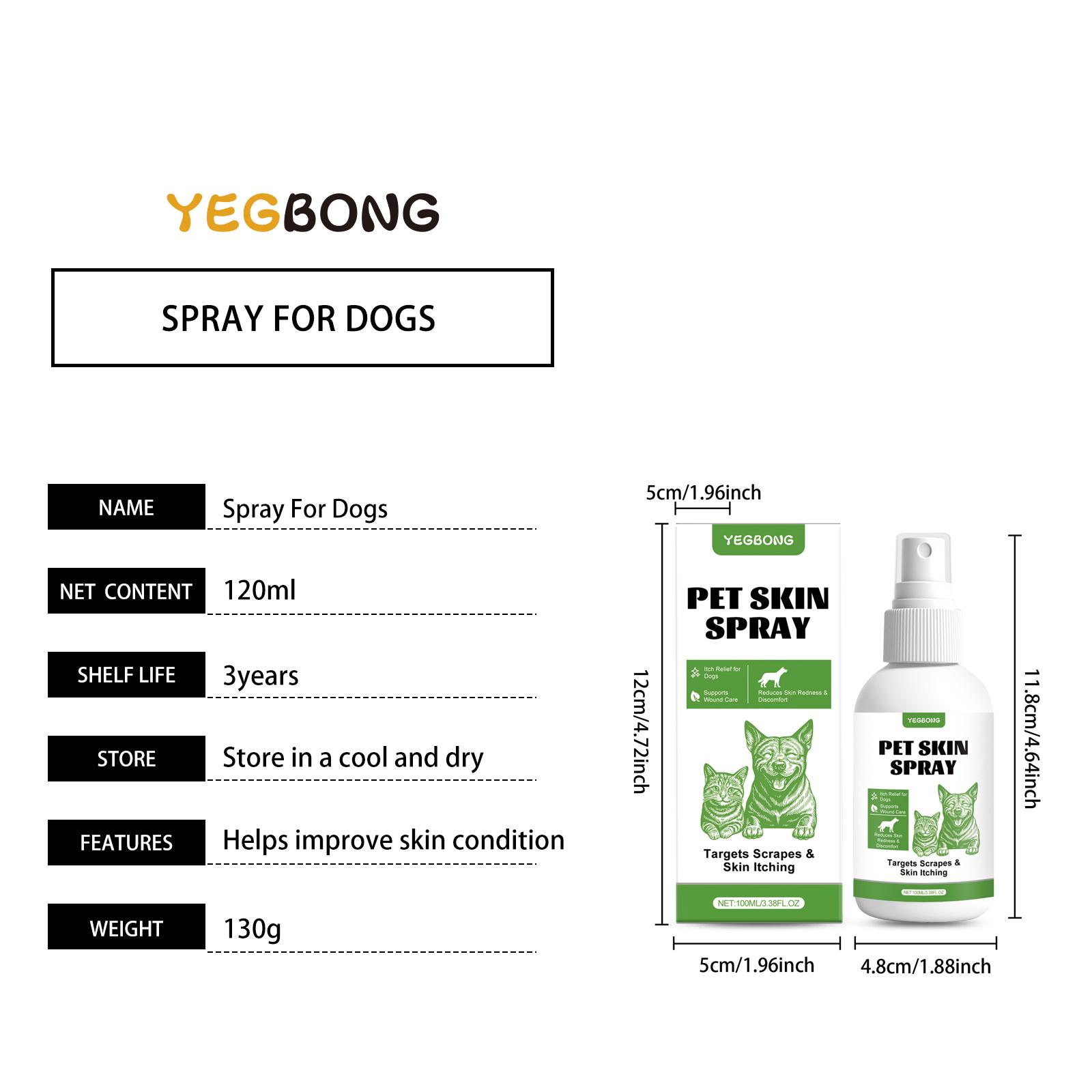 Yegbong Pet Skin Spray with Colloidal Silver & Centella Asiatica for Itchy Skin Relief and Wound Care 100ml
