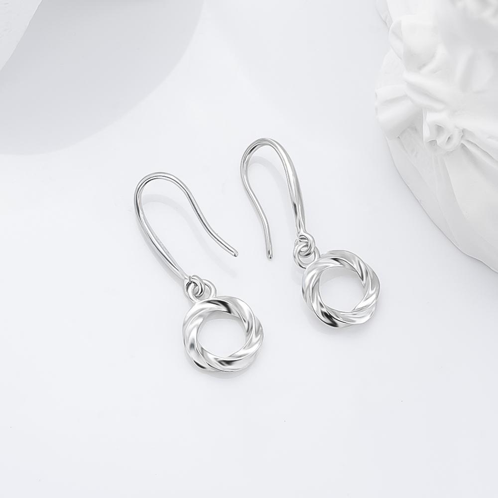 925 Sterling Silver Open Love Knot Drop Earrings - Sterling Silver, Elegant Design, Drop Style, Perfect for Any Occasion