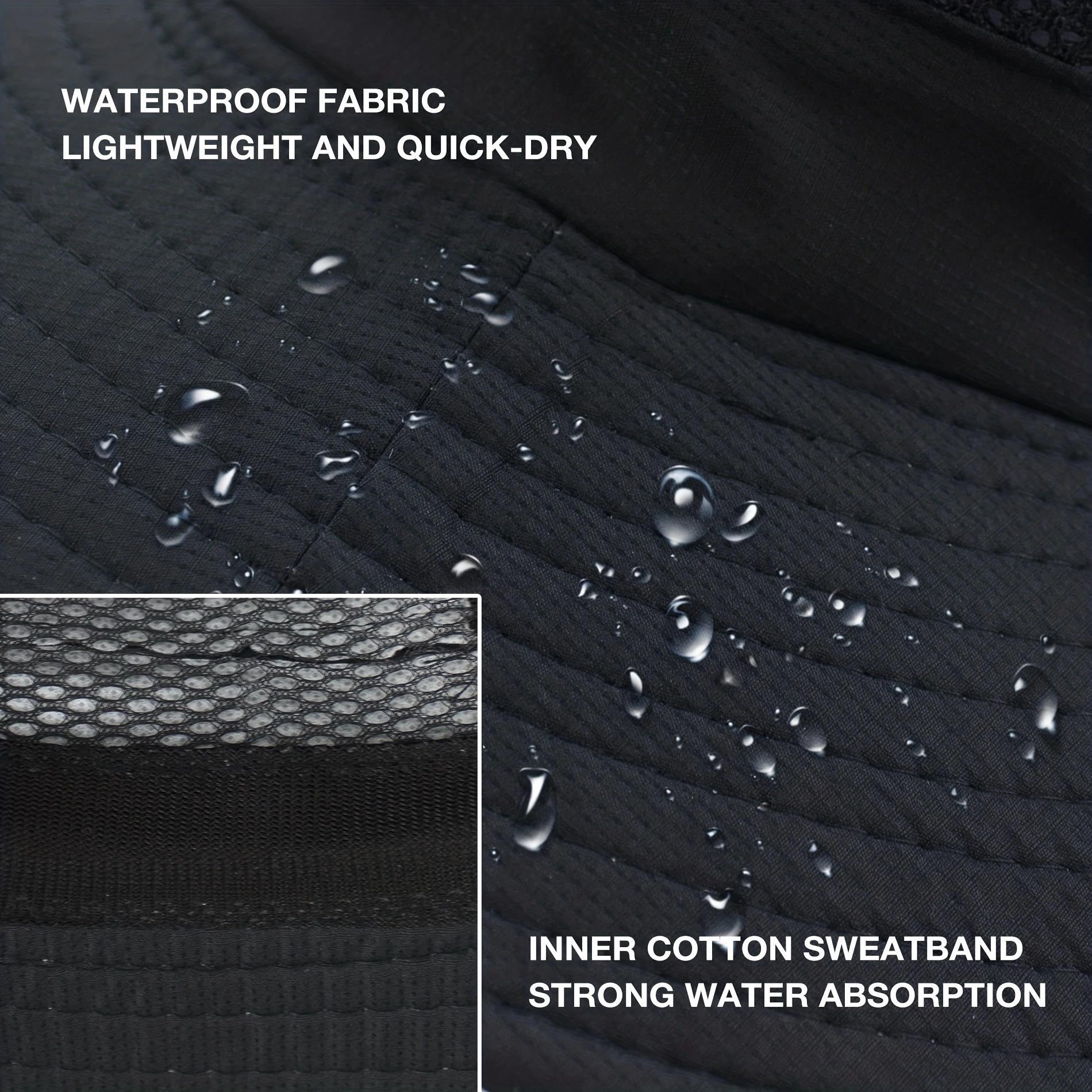 Men's Sun Hat Outdoor UPF50+ Mesh Wide Brim Bucket Safari Cap Foldable Waterproof Boonie Fishing Hats