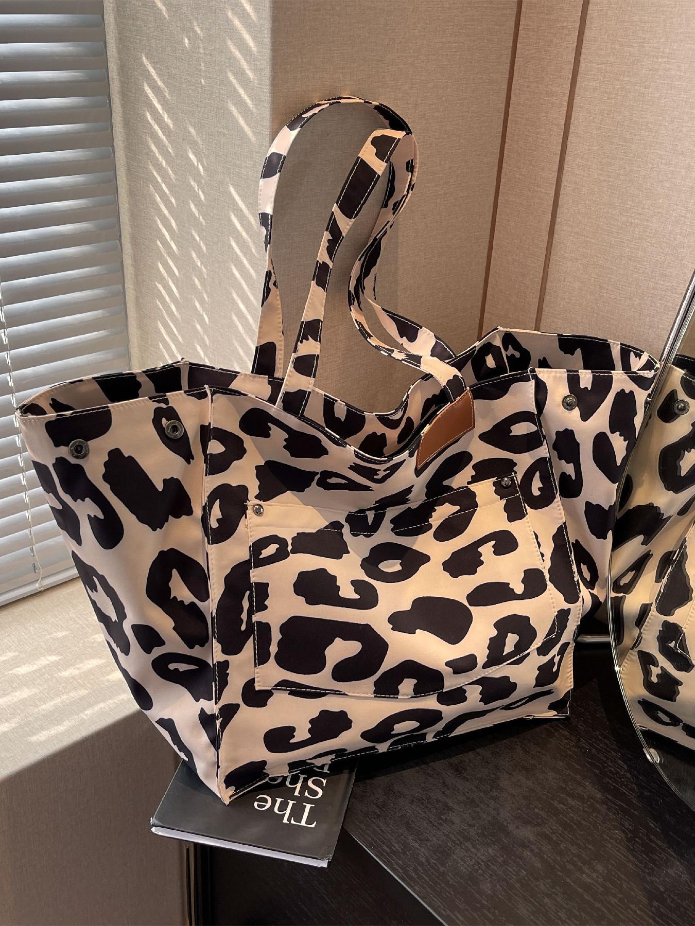Leopard Pattern Tote Bag, Leopard Print Tote, Casual Fashionable Shoulder Bag for Women & Girls, Trendy Versatile High-quality Daily Commuting Bag