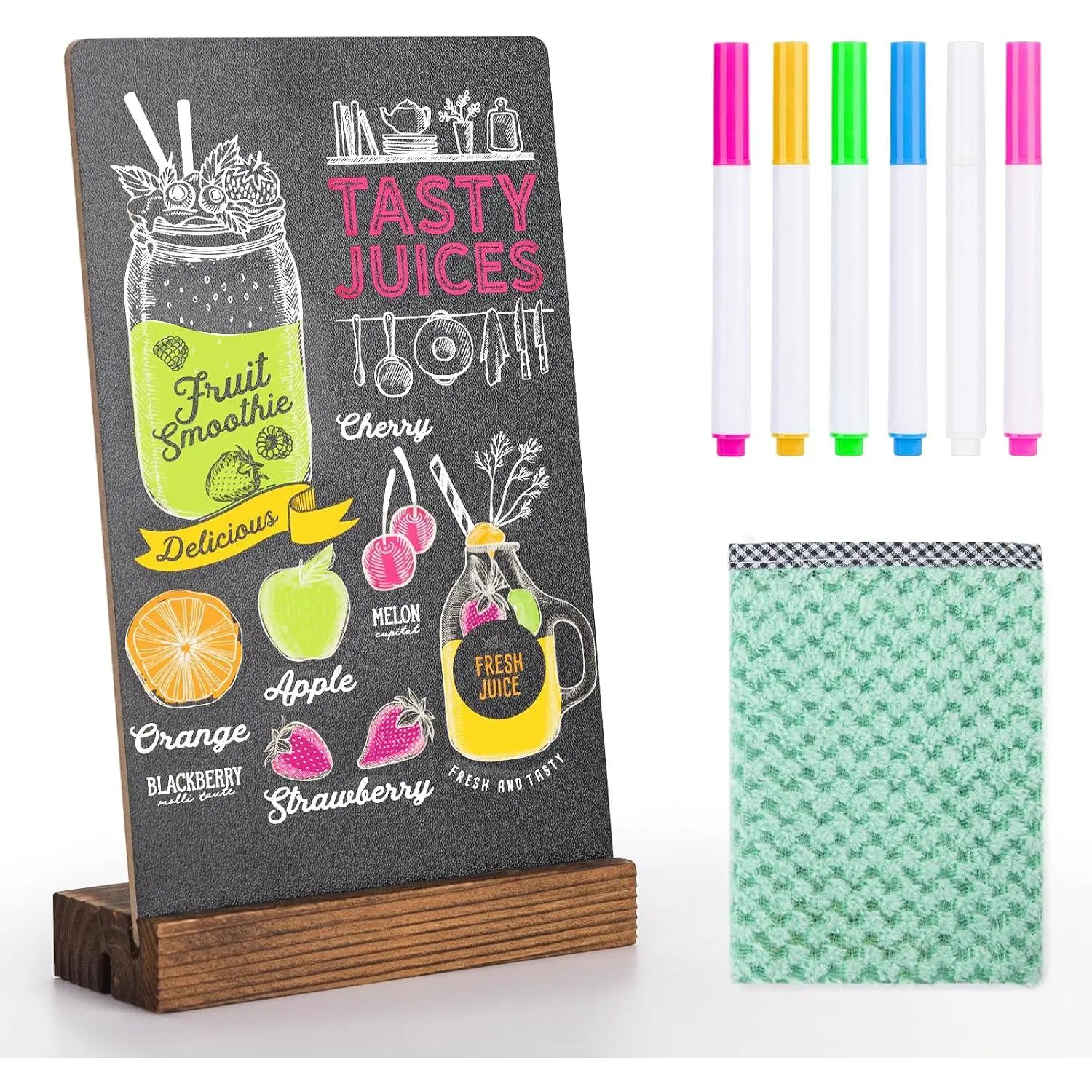 Tabletop Chalkboard Sign - 7.8x5 In Double-Sided Blackboard with Base Stand, Office Stationery for Coffee Shops, Menu Display & Decor, Message Board