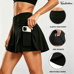 High-waisted, soft, breathable flat-waist style / cross style; 2-in-1 mini pickleball skort with side pockets. Sports fitness wear, tennis and golf skorts. Please help me translate TikTok English titles.