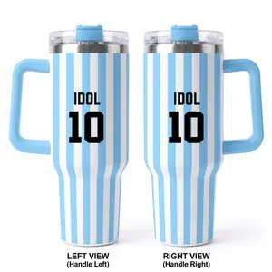 Soccer Fan Cup - Albiceleste 10 Idol Insulated Tumbler with Handle | Game Day 40oz 30oz 20oz Soccer Watch Party Travel Mug