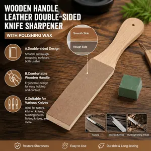Professional Leather Strop Kit, Double-Sided Sharpening Stone for Knives, Razors & Tools | Handmade Portable Polishing Strip, Efficient Honing Tool & Edge Maintenance for Kitchen, Outdoor & Straight Razors