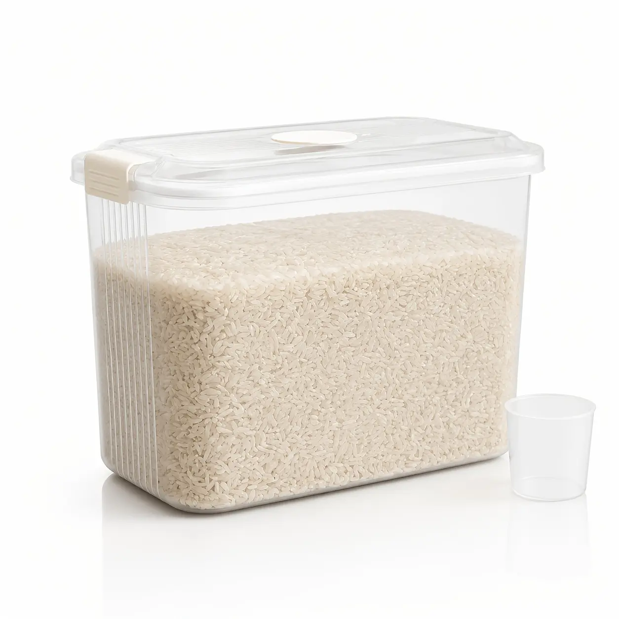 This multi-functional, wheeled rice container is an excellent choice for any household. it's perfect for storing pet food, grains, and rice. featuring reinforced latches and quiet-rolling casters, it's a high-quality option for everyday use