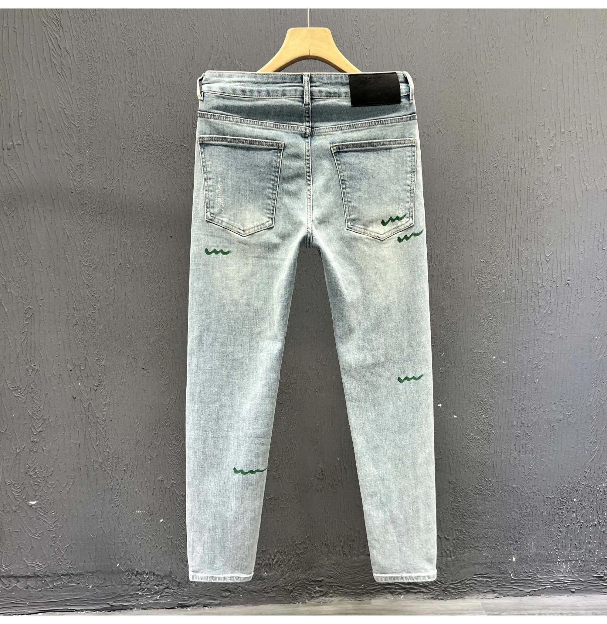 Slim Fit Men's Jeans Winter Faion Korean Sle Small Footed Pants Waed Elastic Long Trousers Haome Youth Casual Wear