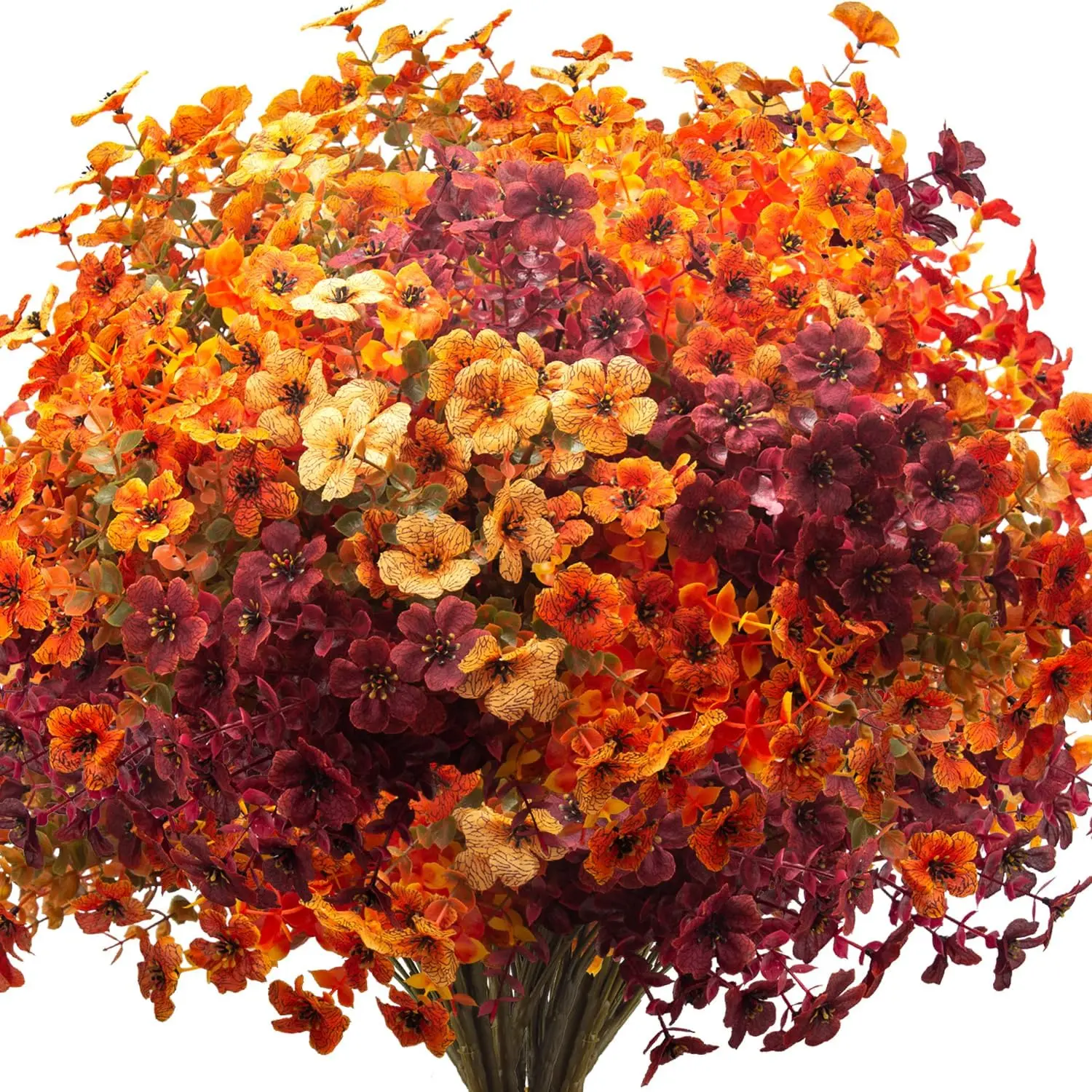 6pcs Silk Fall Daisy Flowers - UV-Resistant Outdoor Faux Decor, No-Fade Colorful Autumn Ornaments for Front Door Porch, Wedding Thanksgiving Entryway Accents (Fall Mix), 6Pcs Flowers