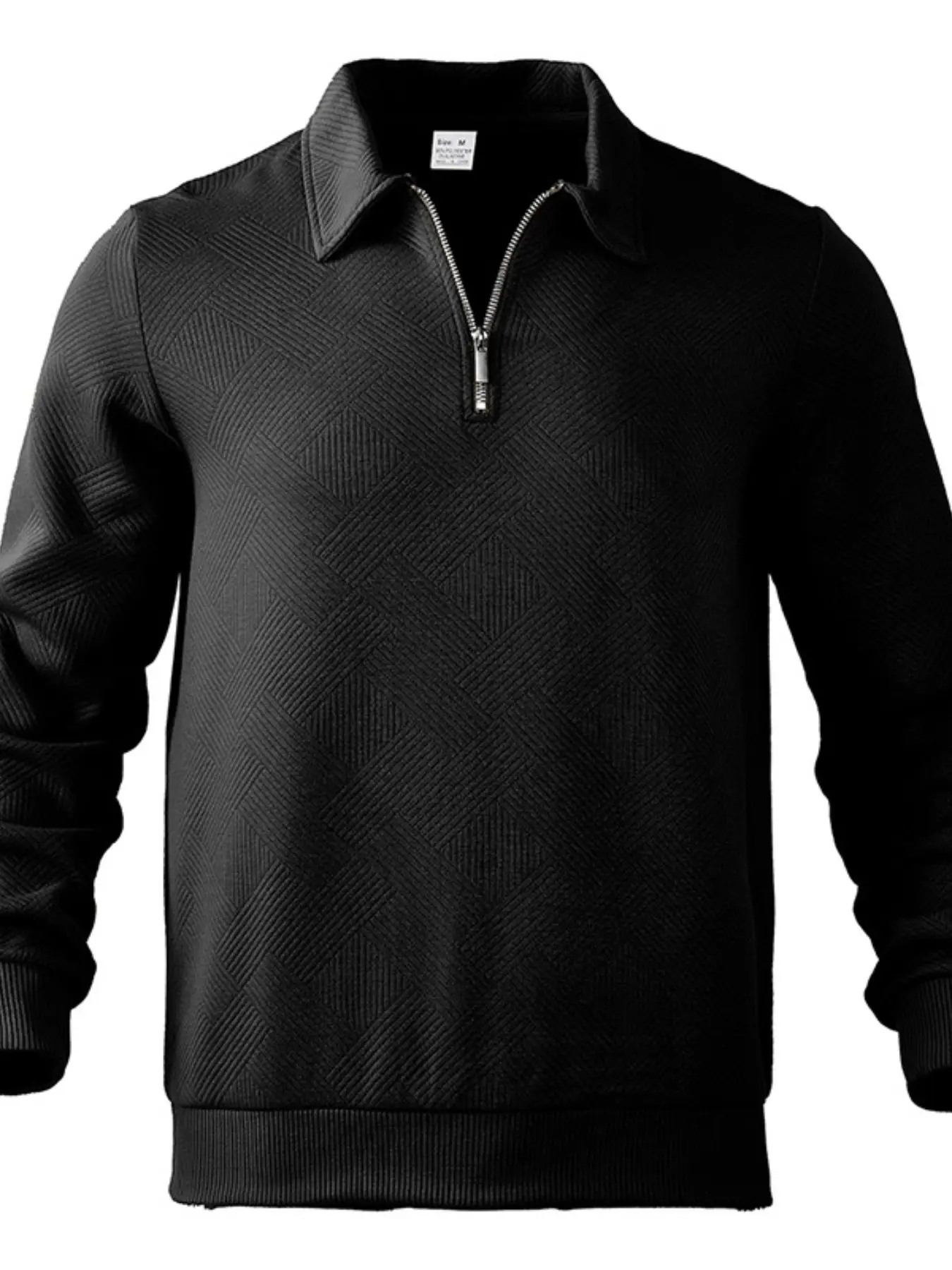 Men's Textured Waffle Knit Quarter Zip Sweatshirt, Stand Collar Half Zipper Long Sleeve Casual Pullover Tops, Lightweight Basic Outerwear for Spring Autumn Streetwear & Sports, Knitwear
