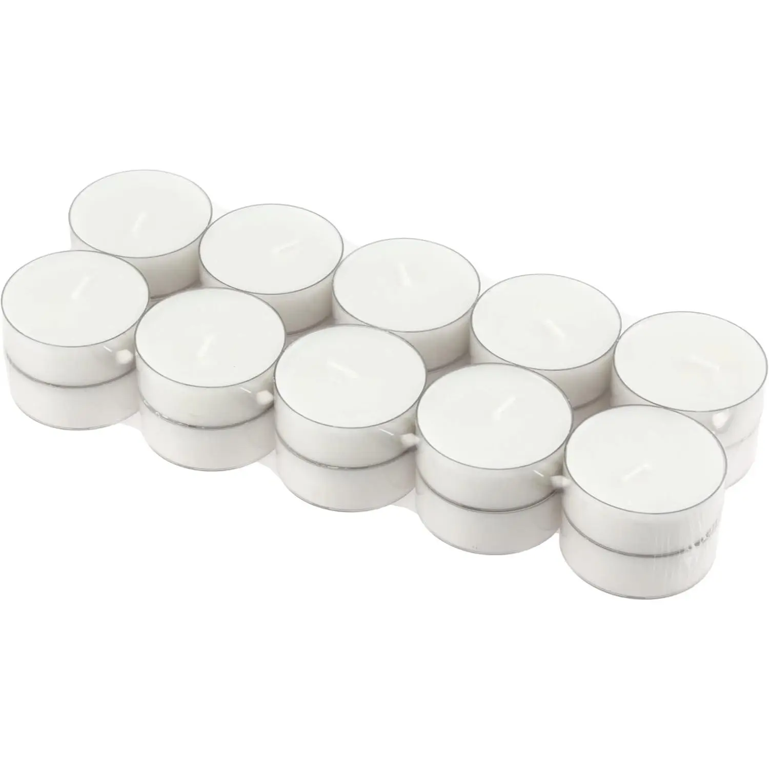 Oversized Tea Light Candles — Extra Long 9 Hour Burn Time, Unscented Long-Lasting Clear Cup Candles for Home Décor & Special Occasions, Pack of 20, White