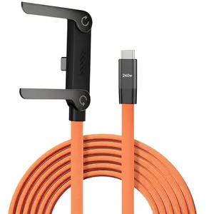 Fast Charging Phone Stand Cable, Pd240w Quick Charge, Rotating Phone Holder, USB-C to Type-C, 2-In-1 Design, Mobile Accessories