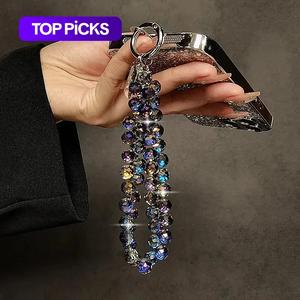 fashionable short phone chain, anti-lost phone lanyard, handmade beaded wrist chain, phone strap for women & girls, phone accessories, cellphone straps & charms, adjustable phone lanyard, handheld strap, phone decoration