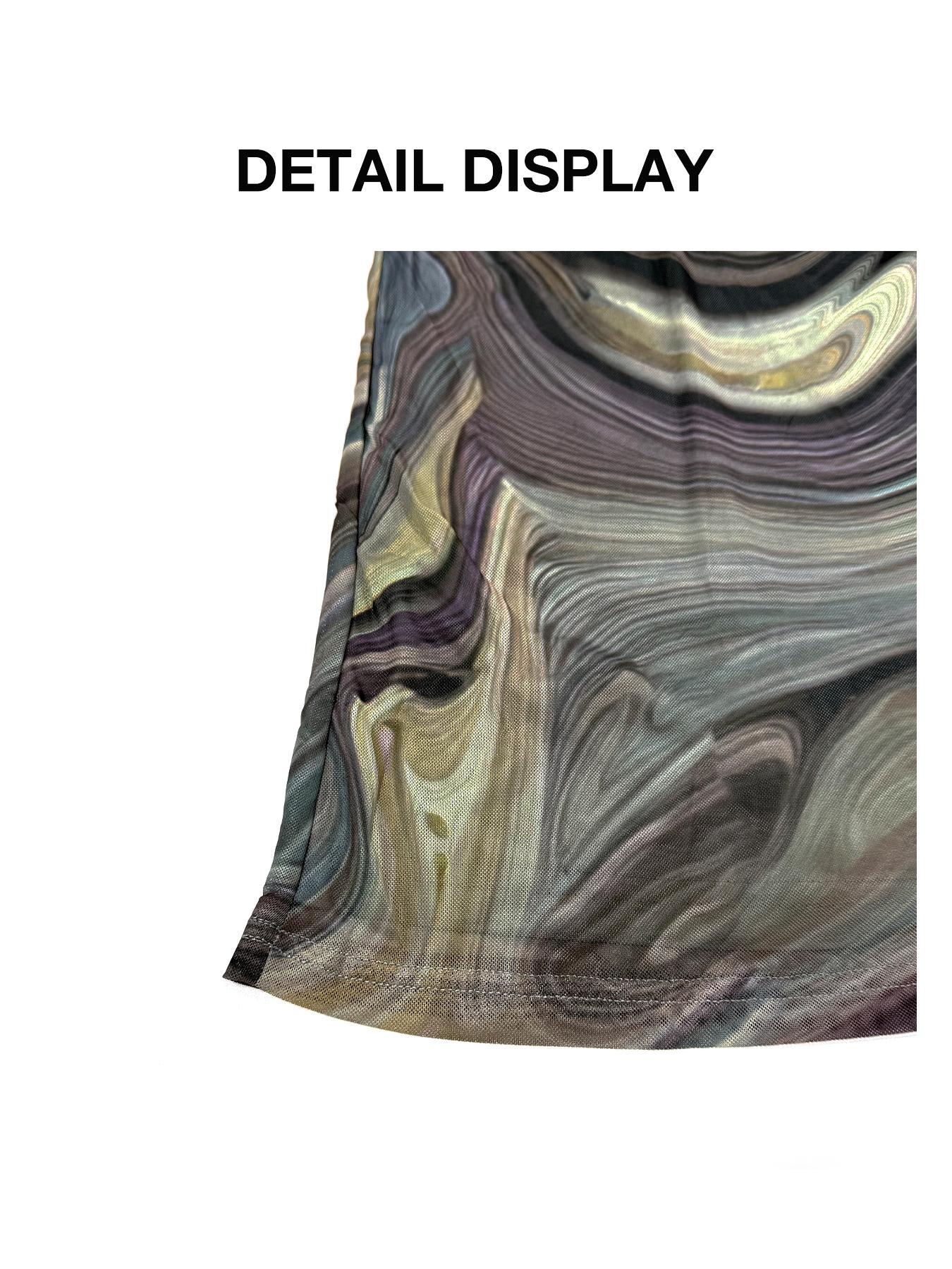 Women's Marble Print Asymmetrical Tie Side Dress, Casual Fashion Dress for Daily Outdoor Wear, Ladies Clothes for All Seasons