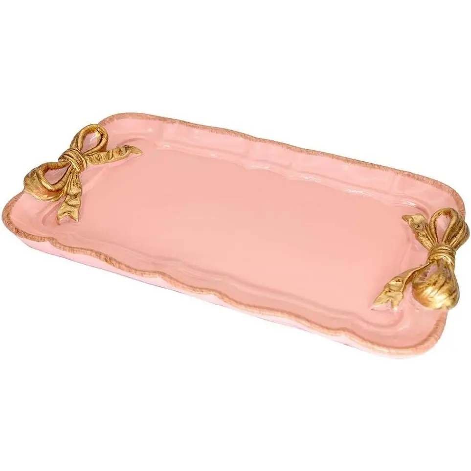 Decorative Tray  Tray Towel Tray Storage Tray Rings Necklace Bracelets Earrings Trays   Organizer Retro Design Bow Decor  Plate  Room Decor ()