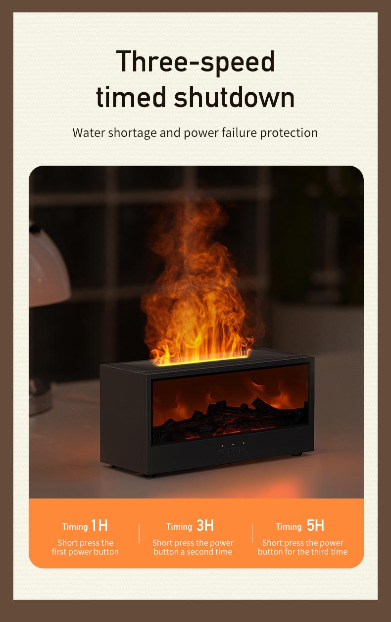 USB Flame Diffuser Humidifier - Realistic Fireplace Glow, Ultra-Quiet Mist, Relaxing Night Light, Home Decor Gift