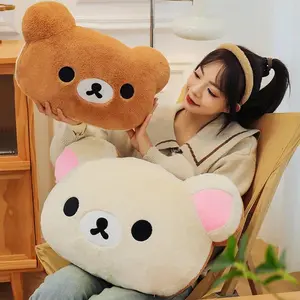 New Rilakkuma Big Head Plush Pillow Large Size Cute Soft Stuffed Toy Cushion Bedroom Sofa Decor Unisex Gift For Men Women