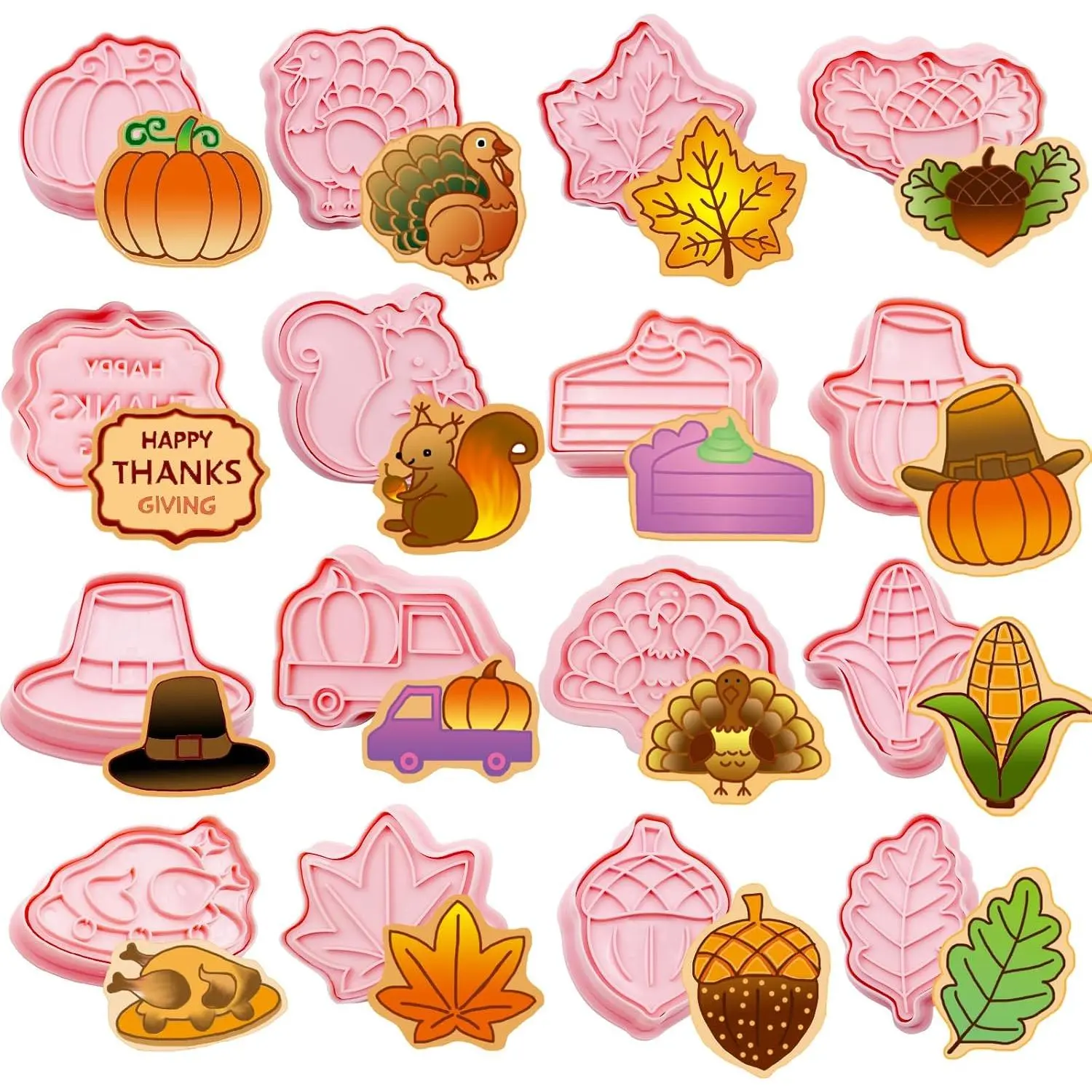 16 count Thanksgiving Cookie Cutters  Biscuit Baking Tools Embossing Cookie Molds
