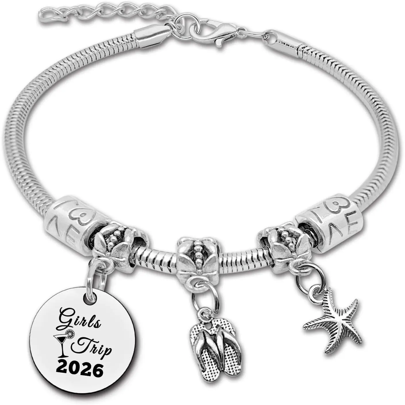 Girls Trip Gifts Girls Trip Weekend Gift Stainless Steel Bracelet Vacation Gifts for Women Beach Gift for Friend Bachelorette Party Presents Girl Weekend Getaway Presents Birthday Beach Present Women