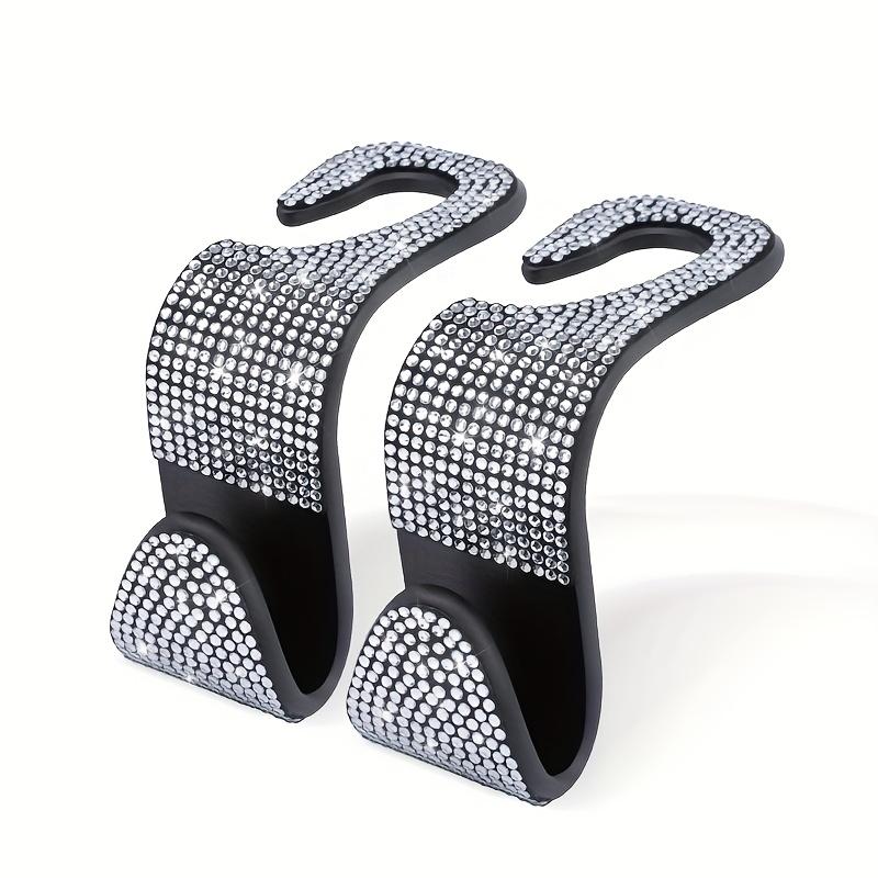 Set of 2 Dazzling Sequined Diamond-Studded Car Back Seat Headrest Hooks - Stylish Car Handbag Holders with Adjustable Shoulder Straps - Luxurious Car Interior Additions Suitable for Both Men And Women, Perfectly Fitting Handbags, Wallets