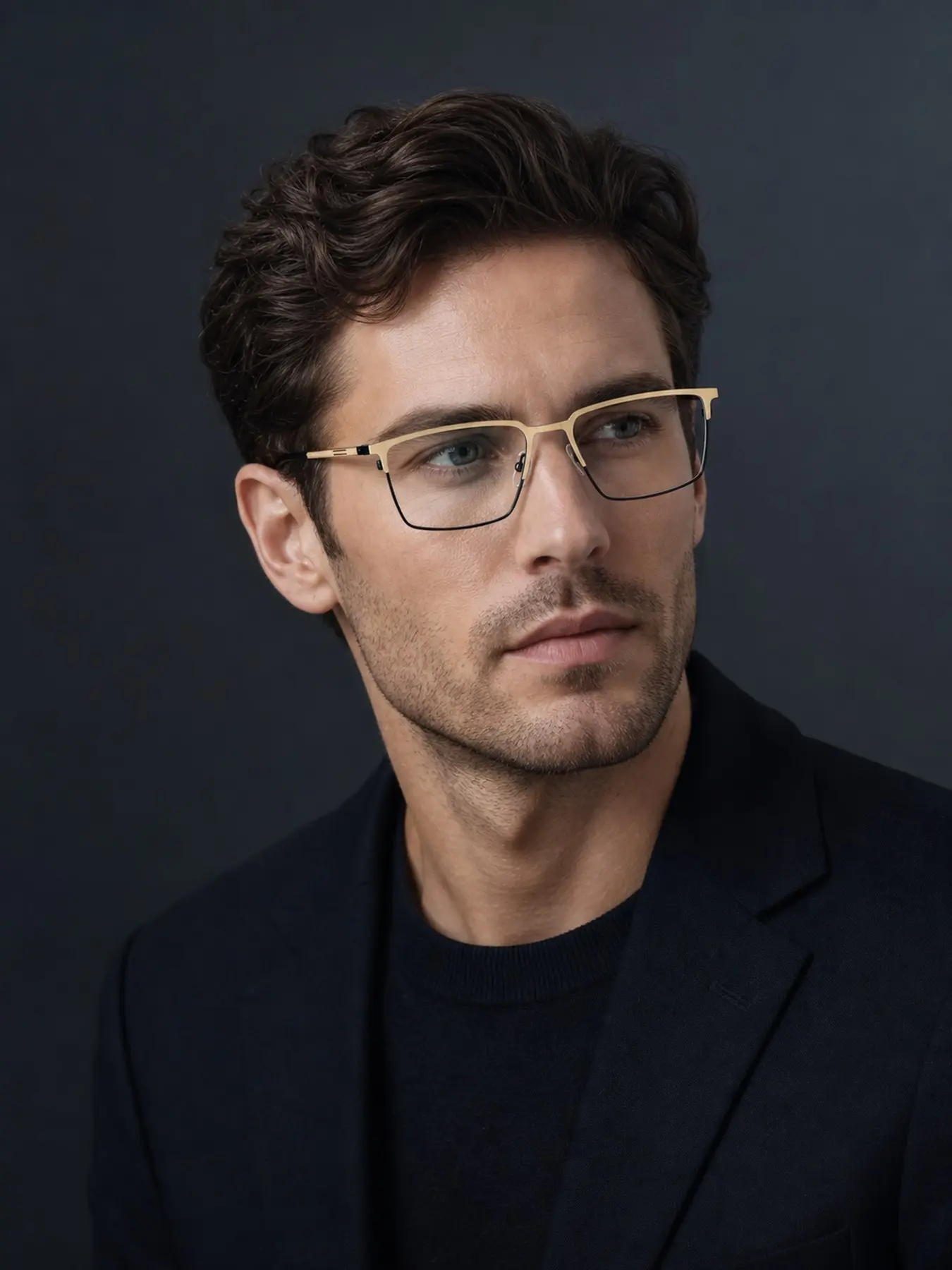 Men's Business Rectangular Metal Eyeglass Frame, Simple Square Optical Lens, Office Commute Compatible, Blue Light Protection Glasses, Metal Frame Eyewear