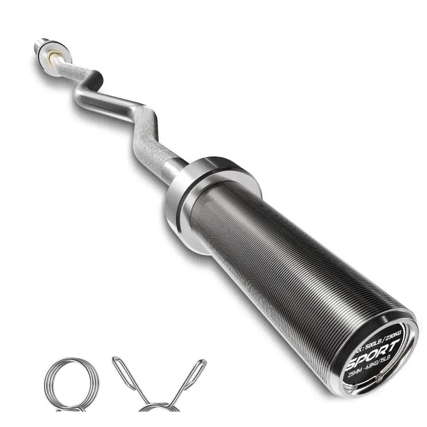 47" EZ Curl Bar with EZ Curl Shape, Fits 2" Plates, 700LB Capacity, Curved Barbell for Home Gym Weight Training
