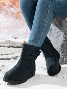 Waterproof Fabric Magic Tape Snow Boots, Lined Thick Sole Short Boots, Fall Winter Outdoor Anti-Slip Warm Boots, Casual All-Season Shoes