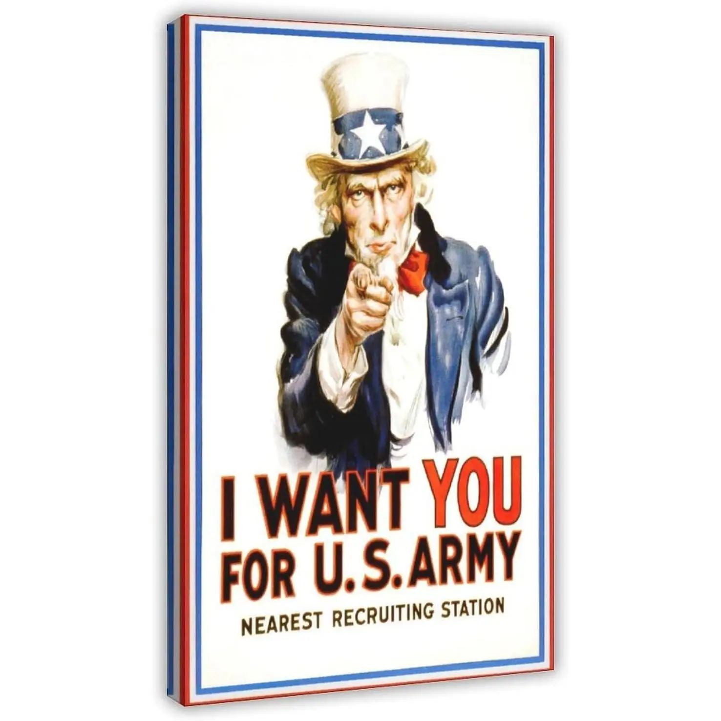 World War II Poster I Want You for U.S. Army Vintage History Posters WW2 Memorabilia Military Canvas Wall Art Modern Bedroom Living Room Dorm Office Classroom Decor