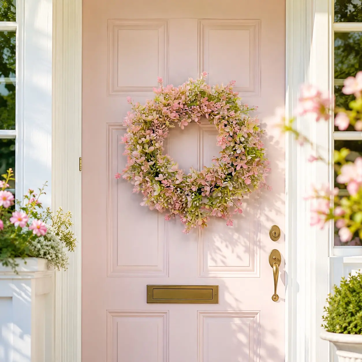 1pc Floral Wreath Decor, Flower Wreath, Elegant Spring & Summer Garden Atmosphere, Low Maintenance, Perfect for Home & Event Decoration