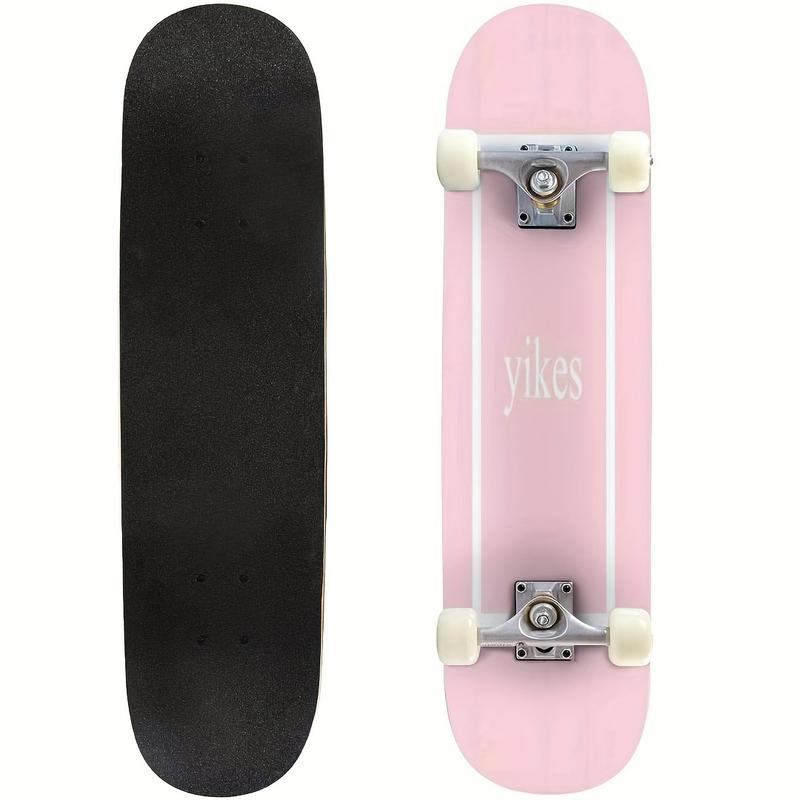 New Durable 8-Layer Maple Pink Longboard Skateboard - Double Kick Concave for Tricks & Cruising - 31x8 - Perfect for Outdoors, Eye-Catching Style