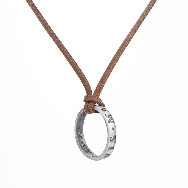 60PCS/Lot Movie Game Uncharted 4 Necklace Nathan Drake Cosplay Ring Leather Code Ancient Vintage Pendant Jewelry Prop