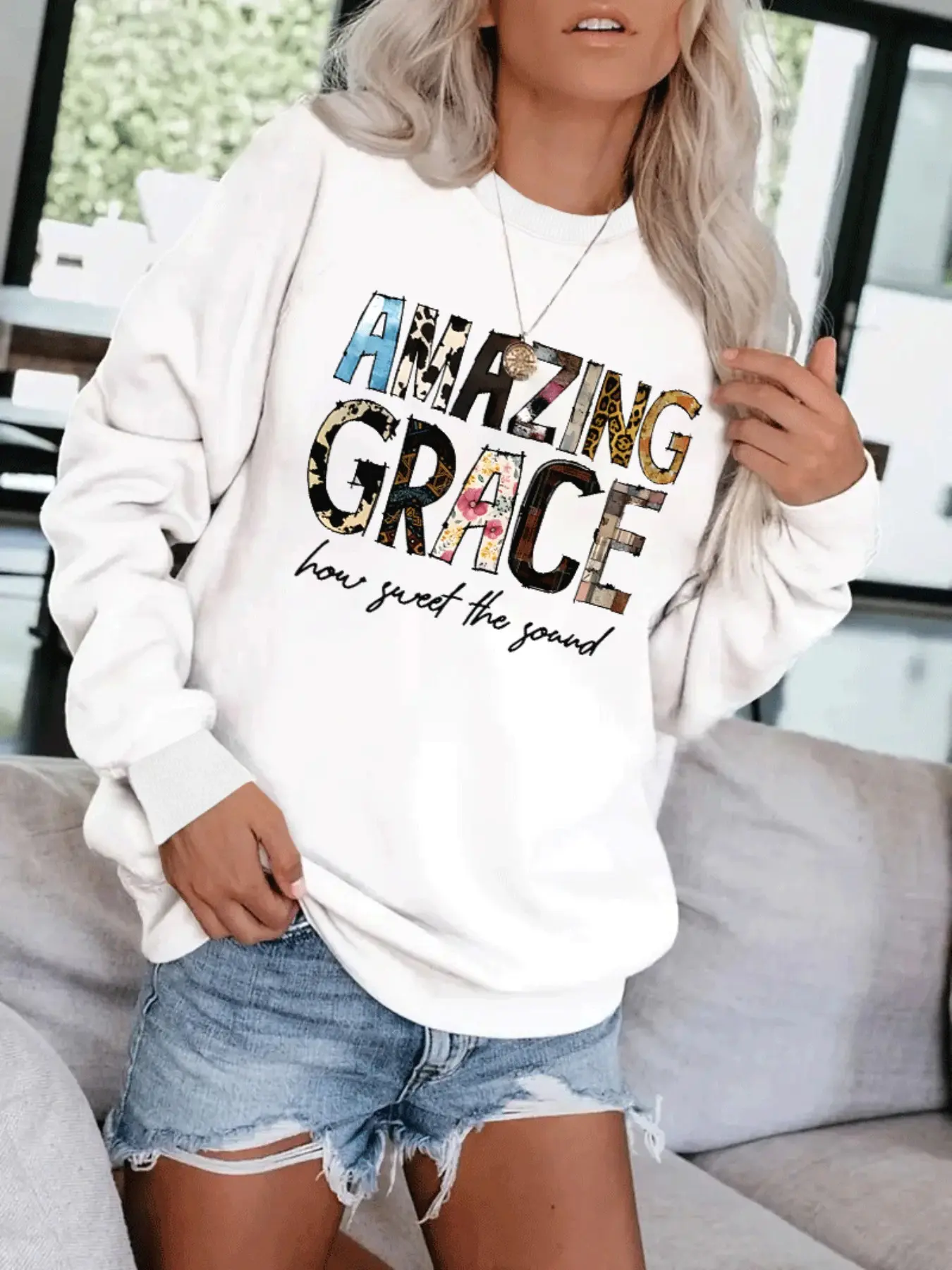 Women's Casual Letter Pattern Pullover, Soft Long Sleeve Round Neck Sweatshirt, Comfortable Daily Wear, Durable Fabric